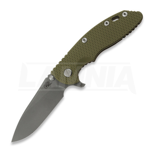 Hinderer 3.5 XM-18 Hollow Grind Slicer vouwmes, 20CV, Battle Bronze, olijfgroen