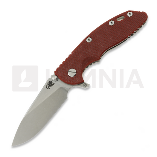 Hinderer 3.5 XM-18 Slicer Hollow Grind Magnacut Stonewash Blue Red G10 folding knife