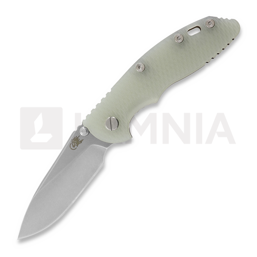 Hinderer 3.5 XM-18 Slicer Non Flipper Tri-Way Stonewash Bronze Translucent Green G10 folding knife