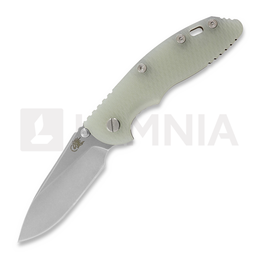 Hinderer 3.5 XM-18 Slicer Non Flipper Tri-Way Stonewash Bronze Translucent Green G10 kääntöveitsi