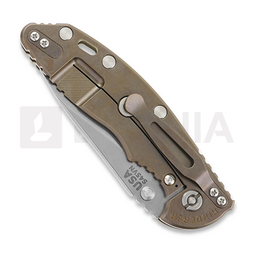 Couteau pliant Hinderer 3.5 XM-18 Slicer Non Flipper Tri-Way Stonewash Bronze Translucent Green G10