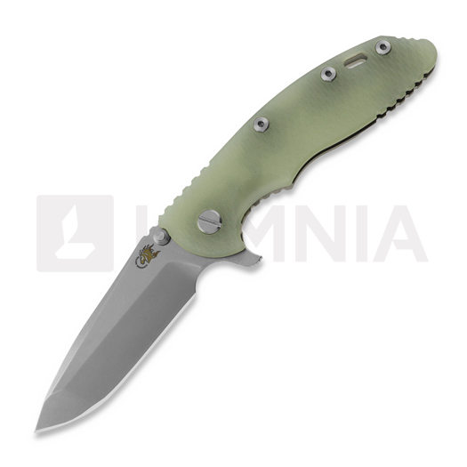 Hinderer 3.5 XM-18 Spanto kääntöveitsi, CPM 20CV, Stonewash, translucent green
