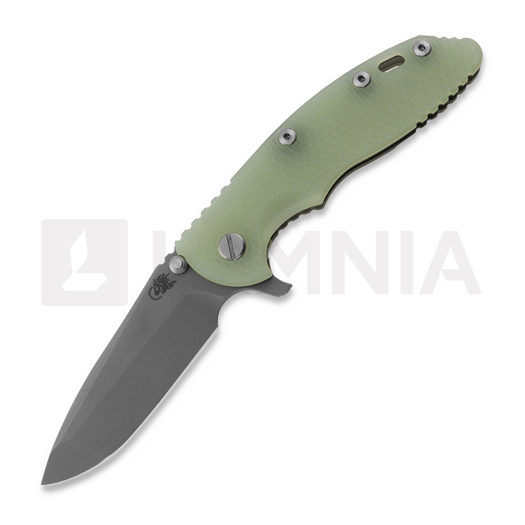 Hinderer 3.5 XM-18 Spanto kääntöveitsi, CPM 20CV, Working Finish, translucent green