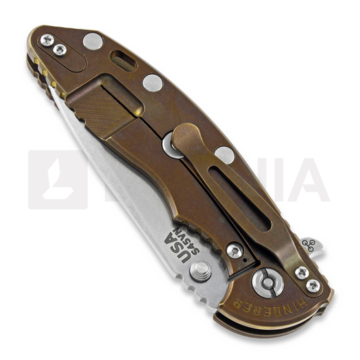 Hinderer 3.5 XM-18 Spanto Tri-Way Stonewash Bronze folding knife, fde