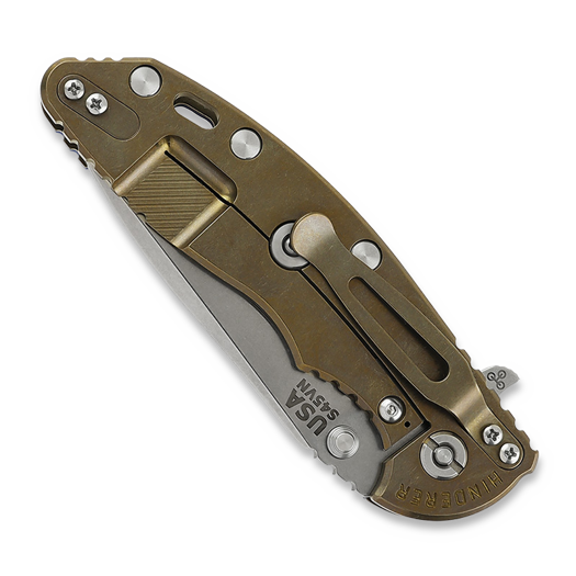 Hinderer 3.5 XM-18 Spanto Tri-Way Stonewash Bronze folding knife, red