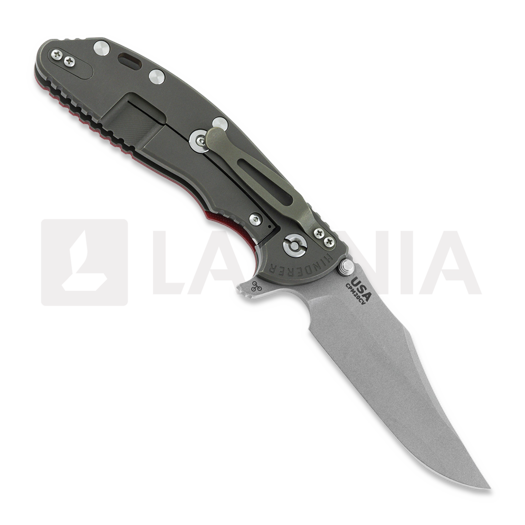 Hinderer 4.0 XM-24 Bowie Tri-way Battle Bronze folding knife, red