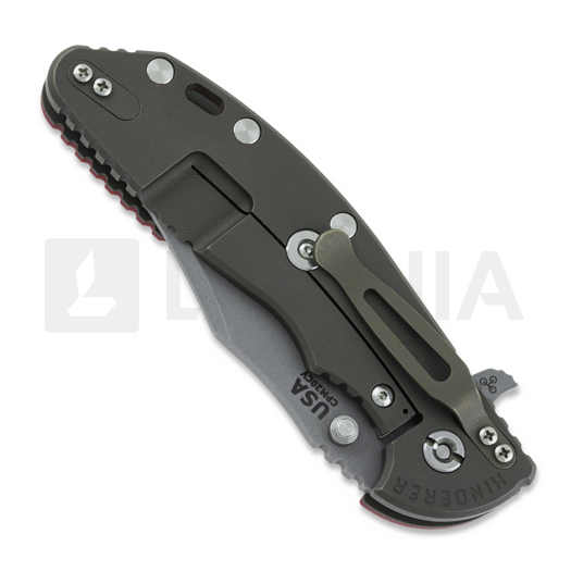 Hinderer 4.0 XM-24 Bowie Tri-way Battle Bronze folding knife, red