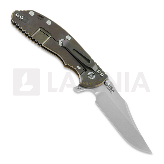 Hinderer 4.0 XM-24 Bowie Tri-way Stonewashed Bronze folding knife, Coyote