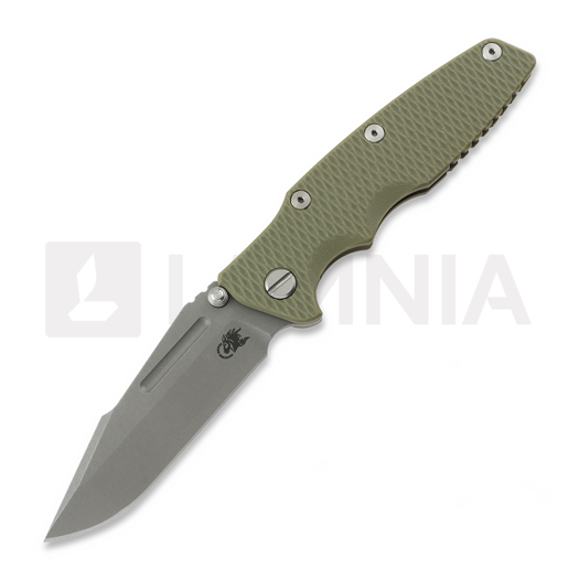 Navalha Hinderer Eklipse 3.5 Fullered Skinny Harpoon Spanto No Flipper Battle Bronze, od green