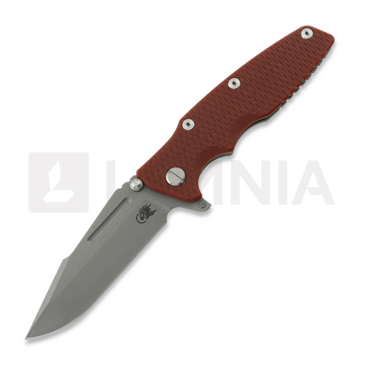 Hinderer Eklipse 3.5 Fullered Skinny Harpoon Spanto Working Finish folding knife, red