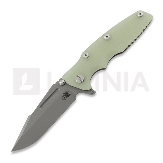 Hinderer Eklipse 3.5 Fullered Skinny Harpoon Spanto Working Finish folding knife, translucent green