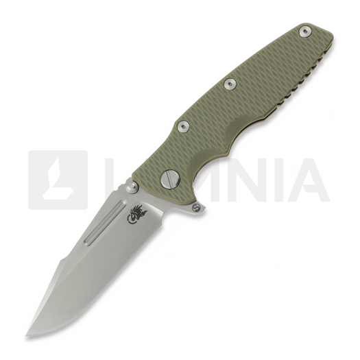 Hinderer Eklipse 3.5 Fullered Skinny Harpoon Spearpoint foldekniv, Stonewash Bronze, OD Green