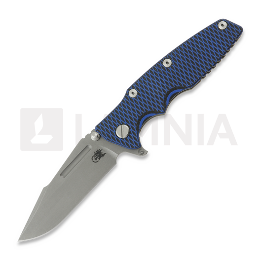 Couteau pliant Hinderer Eklipse 3.5 Fullered Skinny Harpoon Spearpoint, Working Finish, Blue & Black