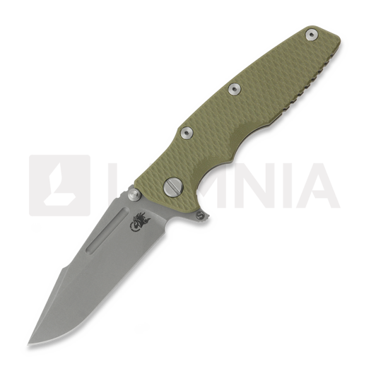 Hinderer Eklipse 3.5 Fullered Skinny Harpoon Spearpoint foldekniv, Working Finish, OD Green
