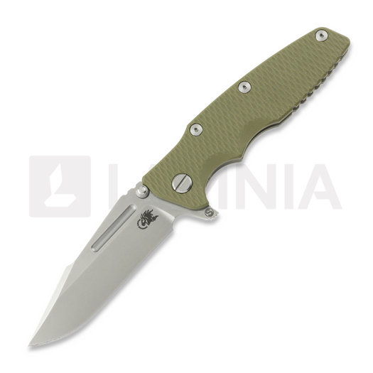 Hinderer Eklipse 3.5 Fullered Skinny Harpoon Spearpoint foldekniv, Working Finish/SW, OD Green