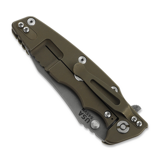 Coltello pieghevole Hinderer 3.5 Eklipse S45VN Spearpoint Battle Bronze, verde