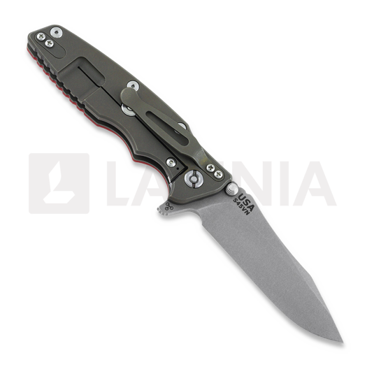 Hinderer 3.5 Eklipse S45VN Spearpoint Battle Bronze sulankstomas peilis, raudona