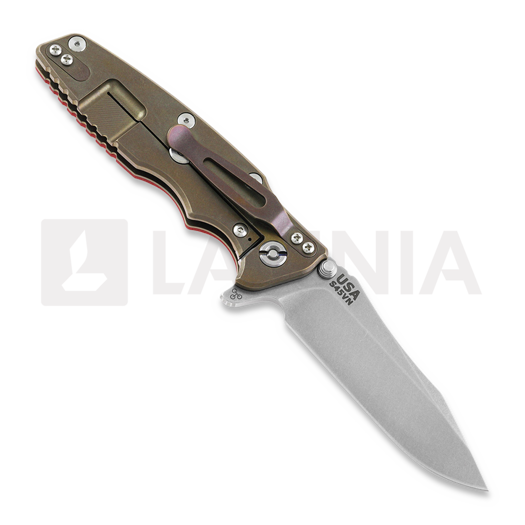 Hinderer 3.5 Eklipse S45VN Spearpoint Stonewash Bronze folding knife, red