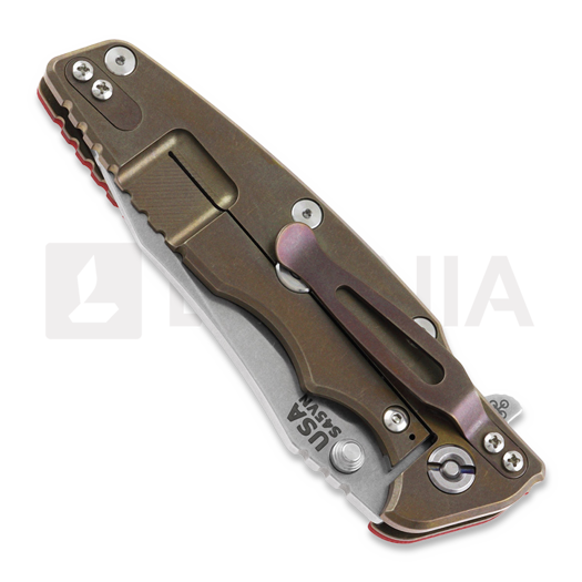 Hinderer 3.5 Eklipse S45VN Spearpoint Stonewash Bronze sulankstomas peilis, raudona