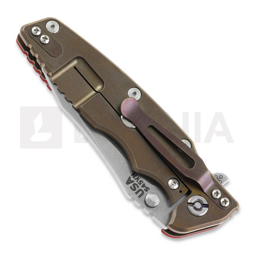 Coltello pieghevole Hinderer 3.5 Eklipse S45VN Spearpoint Stonewash Bronze, rosso
