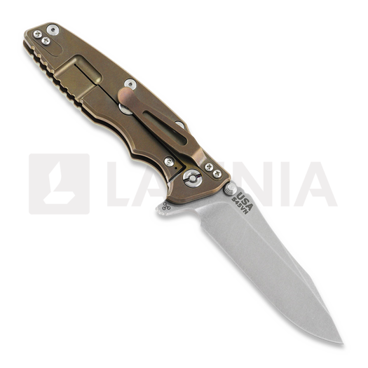 Hinderer Eklipse 3.5" Spearpoint Tri-Way Stonewash Bronze Translucent Green G10 foldekniv