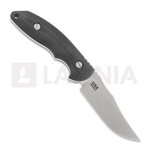 Hinderer Emmet Bowie kniv, stonewashed, black micarta