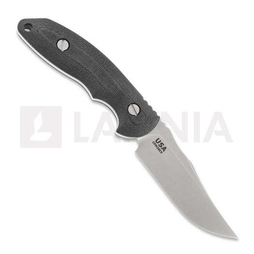 Hinderer Emmet Bowie Messer, stonewashed, black micarta