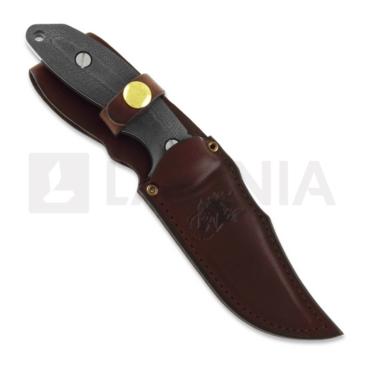 Hinderer Emmet Bowie kniv, stonewashed, black micarta