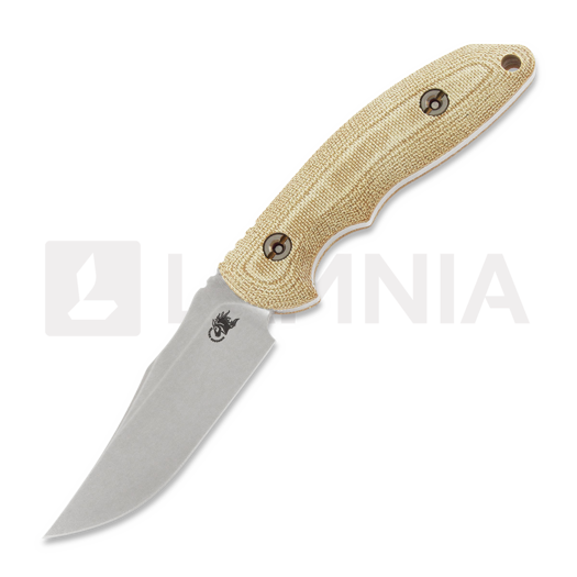 Hinderer Emmet Bowie knife, stonewashed, natural micarta