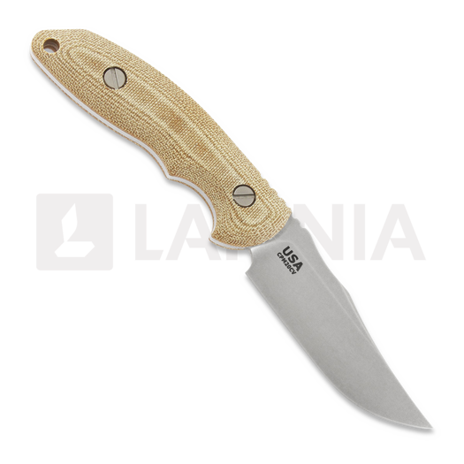 Hinderer Emmet Bowie kniv, stonewashed, natural micarta