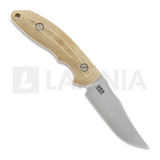 Hinderer Emmet Bowie knife, stonewashed, natural micarta