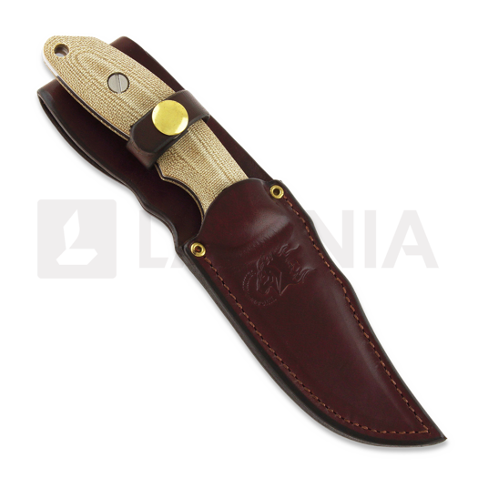 Hinderer Emmet Bowie kniv, stonewashed, natural micarta