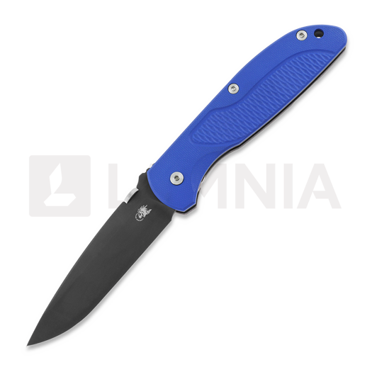 Hinderer Firetac Spanto Tri-Way Battle Black kääntöveitsi, Blue G10