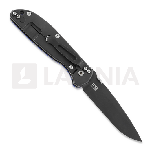 Hinderer Firetac Spanto Tri-Way Battle Black folding knife, Blue G10