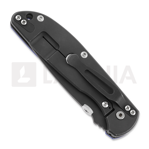 Hinderer Firetac Spanto Tri-Way Battle Black folding knife, Blue G10