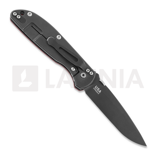 Hinderer Firetac Spanto Tri-Way Battle Black folding knife, Red G10