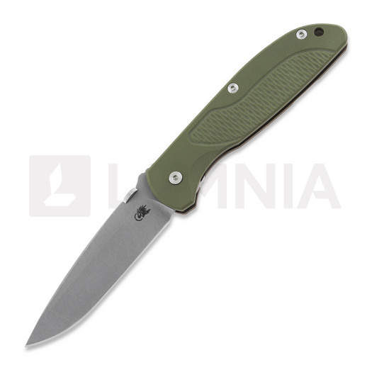 Hinderer Firetac Spanto Tri-Way Battle Bronze 접이식 나이프, OD Green G10