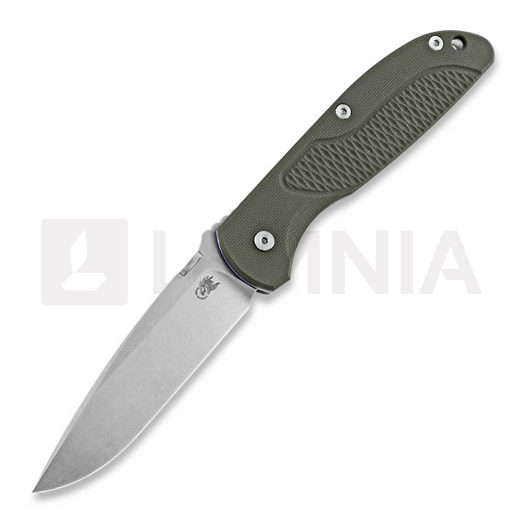 Nóż składany Hinderer Firetac Spearpoint, stonewashed, oliwkowa
