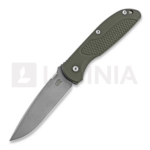 Hinderer Firetac Spearpoint 접이식 나이프, working finish, 올리브색