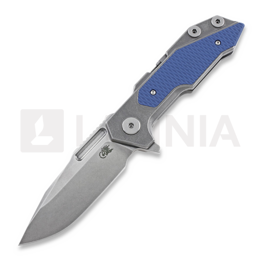 Hinderer Full Track Tri-Way Spearpoint kääntöveitsi, stonewash, sininen