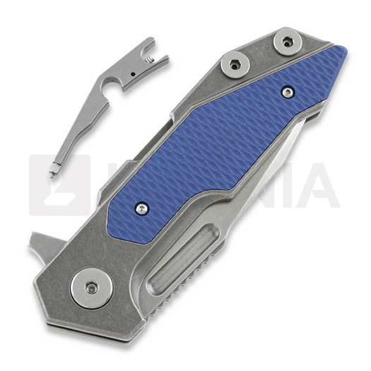 Hinderer Full Track Tri-Way Spearpoint kääntöveitsi, stonewash, sininen