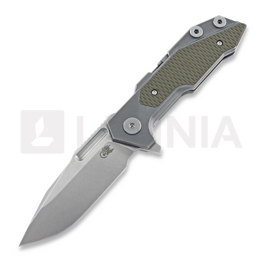 Hinderer Full Track Tri-Way Spearpoint foldekniv, stonewash, olivengrønn