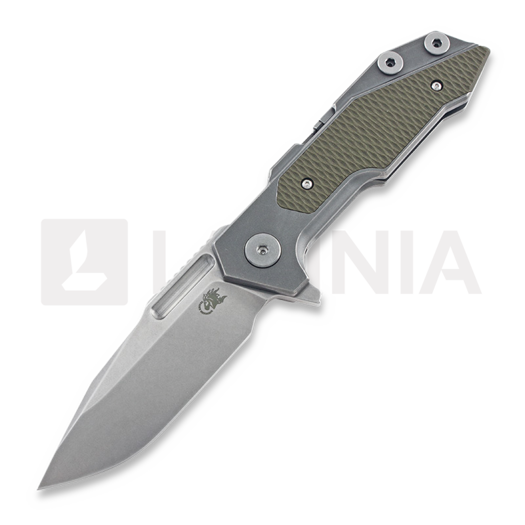 Hinderer Full Track Tri-Way Spearpoint kääntöveitsi, stonewash, oliivinvihreä