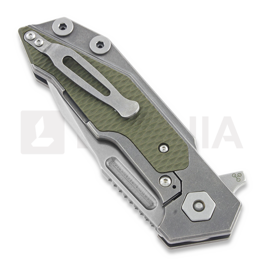 Hinderer Full Track Tri-Way Spearpoint kääntöveitsi, stonewash, oliivinvihreä