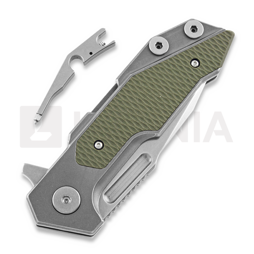 Hinderer Full Track Tri-Way Spearpoint kääntöveitsi, stonewash, oliivinvihreä