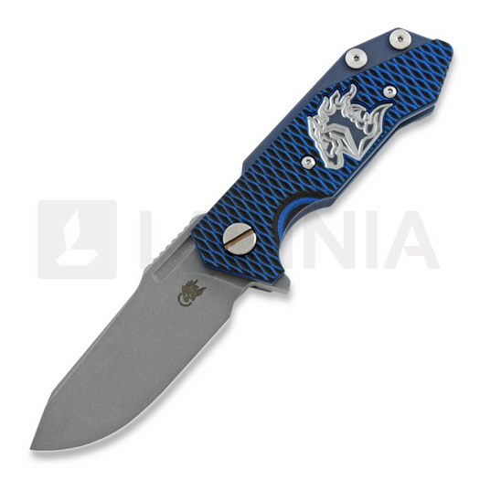 Hinderer Half Track Spearpoint fällkniv, Battle Blue with Cutout
