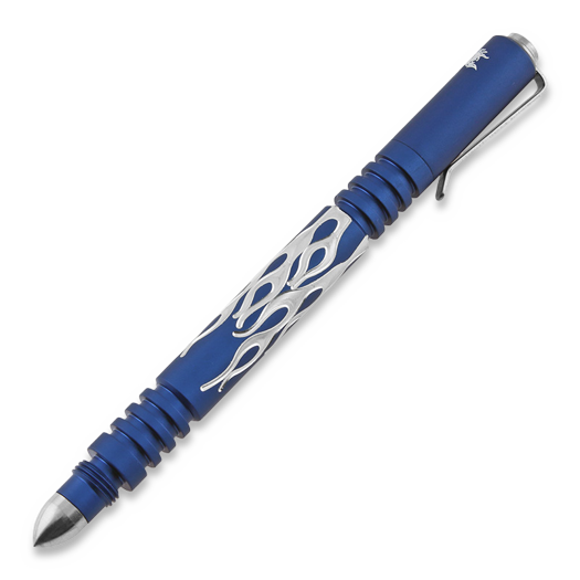 Hinderer Investigator Pen Flames tactical pen, matte blue