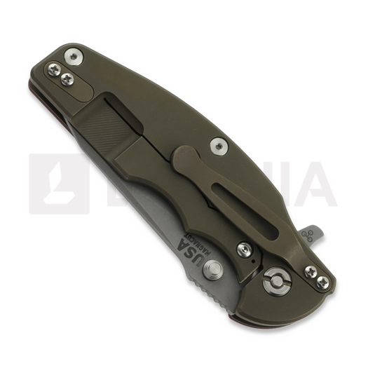 Hinderer Jurassic Magnacut Slicer sulankstomas peilis, Battle Bronze, Red