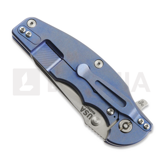 Hinderer Jurassic Magnacut Slicer Flat Grind sulankstomas peilis, Stonewash Blue, Black