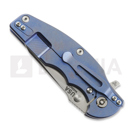 Hinderer Jurassic Magnacut Slicer Flat Grind kääntöveitsi, Stonewash Blue, Black